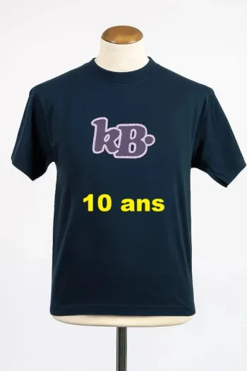Tee shirt manche courte bleu canard motif rose violet Kana Beach Taille 10 ans