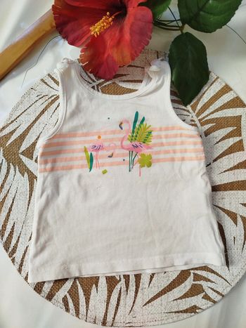 Débardeur fille 3 mois été vacances flamand rose