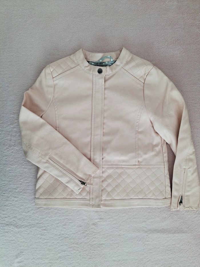 Veste zippée Verbaudet 6 ans en simili cuir rose clair