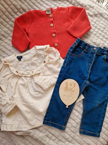 Ensemble blouse gilet jean bébé fille 12 mois kiabi