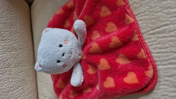 Doudou plat chat rose coeurs oranged orchestra - photo numéro 2