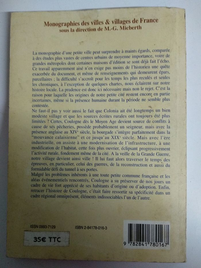 Livre Histoire de Coulogne des origines à nos jours - photo numéro 2