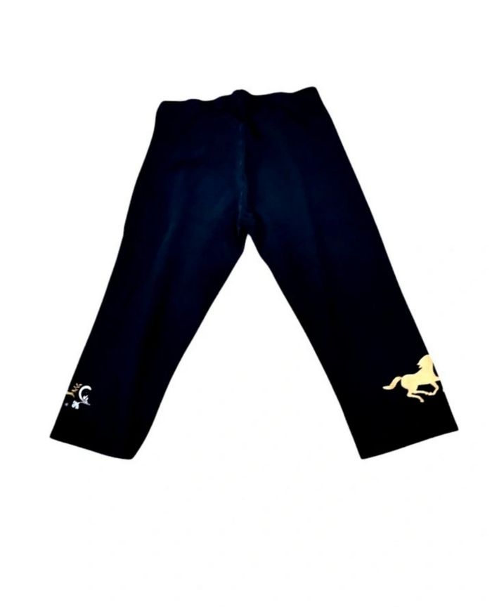 Legging court capri chevaux or pailletés bleu marine C&A taille 10 ans - photo numéro 2