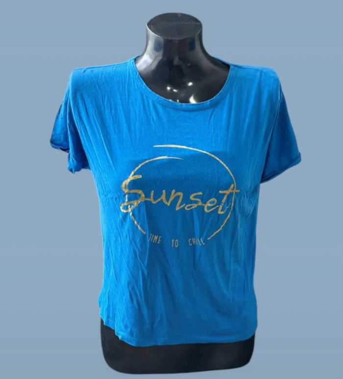 T-shirt bleu Sunset Time to Chill Taille 36