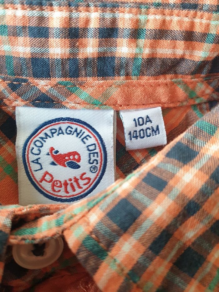 chemise à carreaux 10 ans la compagnie des petits  orange - photo numéro 2