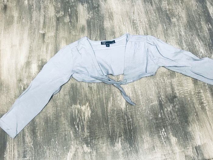 Gilet court bleu ciel gris