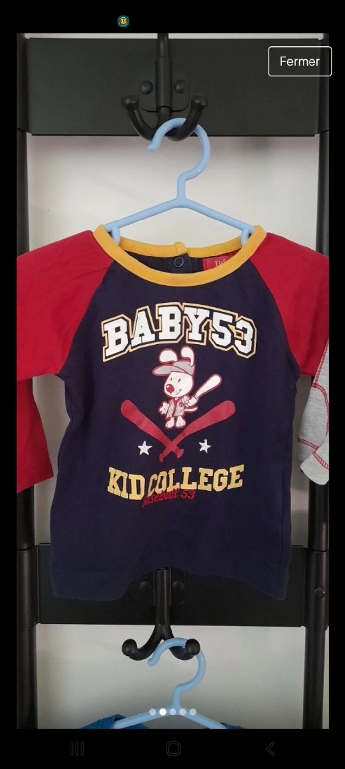 Lot de 4 t-shirts manches longues taille 6 Mois - photo numéro 2