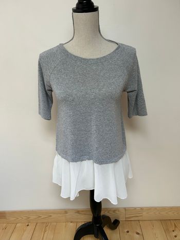 T-shirt gris pailleté avec voile - taille 38