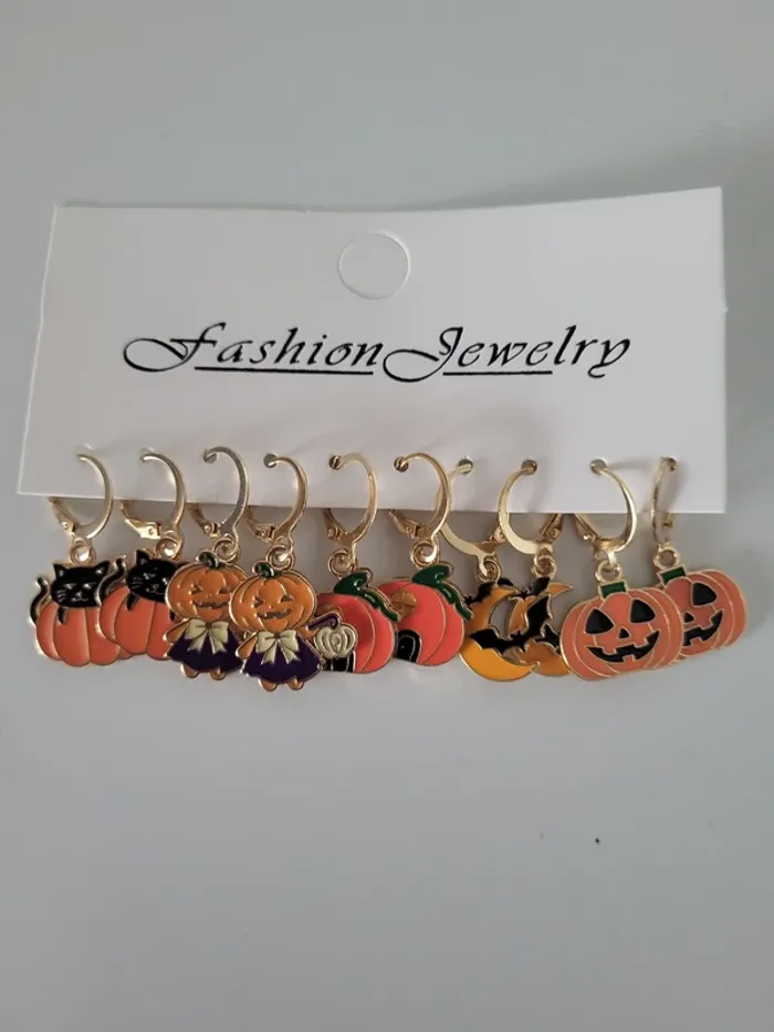 Lot de 5 boucles d'oreilles pendantes Halloween neuves
