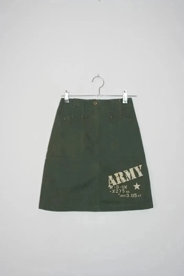 Jupe toile épaisse kaki petit 10 ans