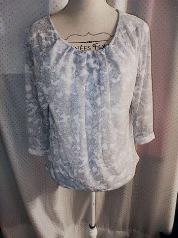 Blouse H&M à fleurs grises, taille S, TBE!