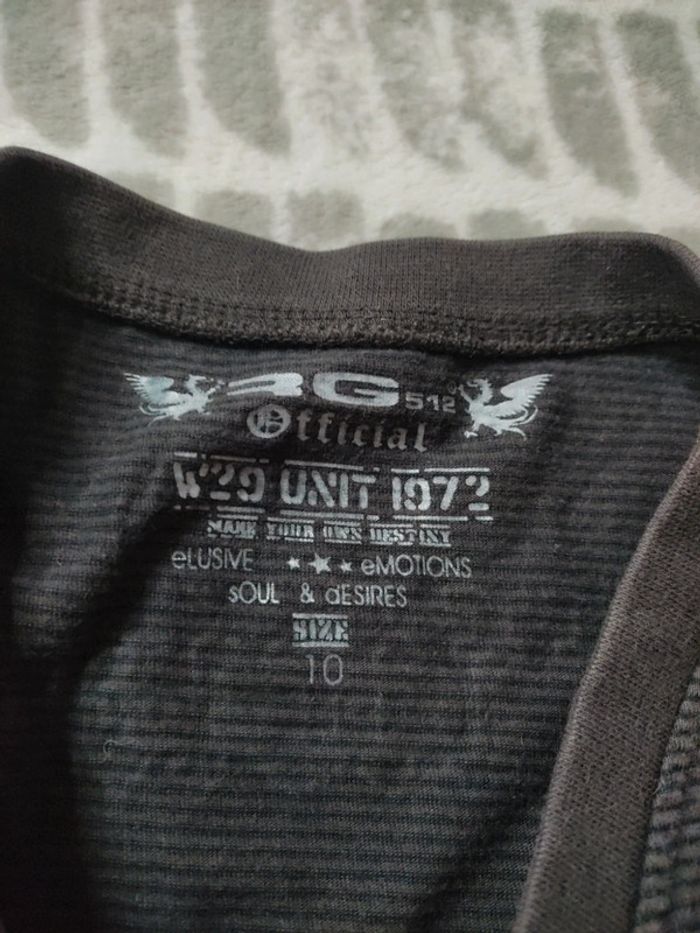 Tee-shirt manches longues rayures gris noir rg512 10 ans - photo numéro 3