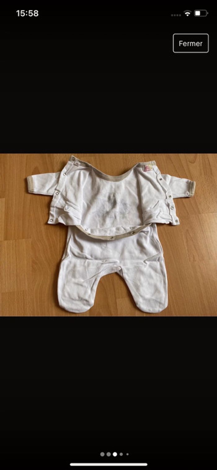 Lot de 4 pyjamas/grenouillères d’été T. naissance garçon TBE - photo numéro 15