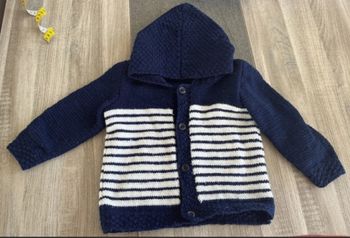 Gilet avec capuche tricoté main taille 4 ans