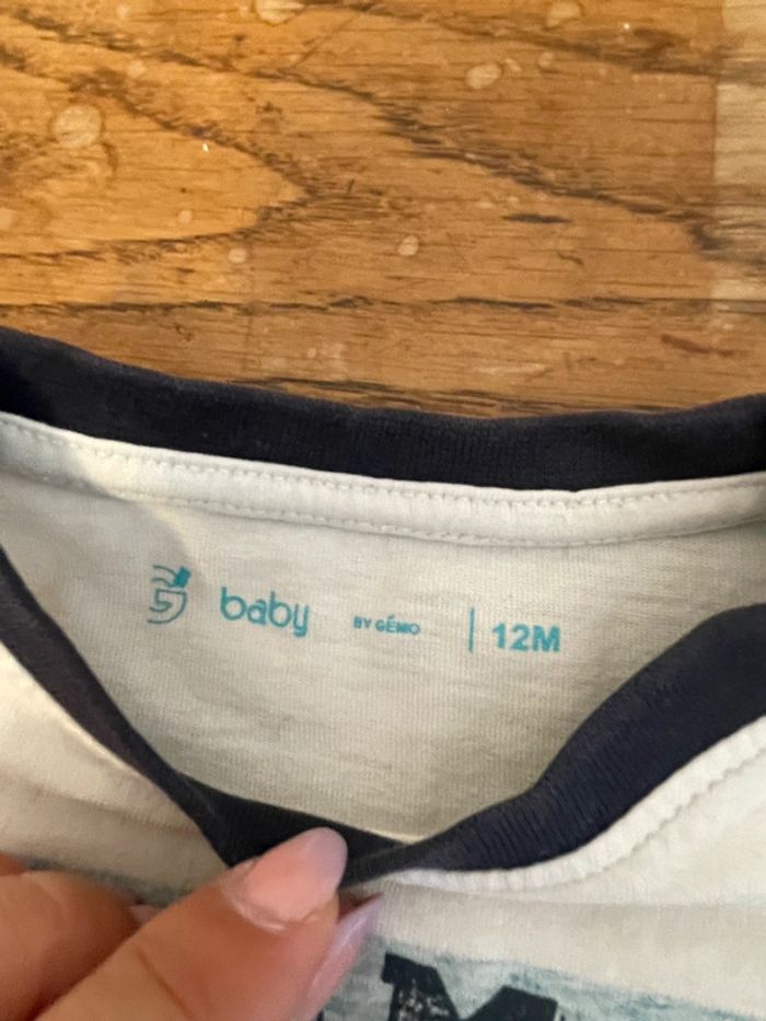 T-shirt manches courtes bleu à rayures gémo baby 12 mois - photo numéro 2