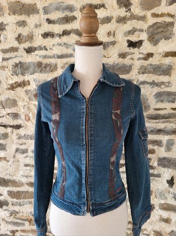 Veste en jean bleu camouflage School Rag Taille 2 ou 30/32 XXXS