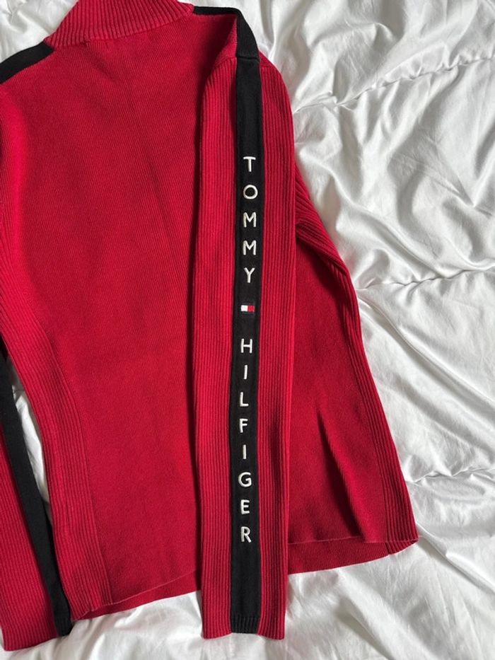 Pull zippé Tommy Hilfiger rouge femme - Taille M - photo numéro 6