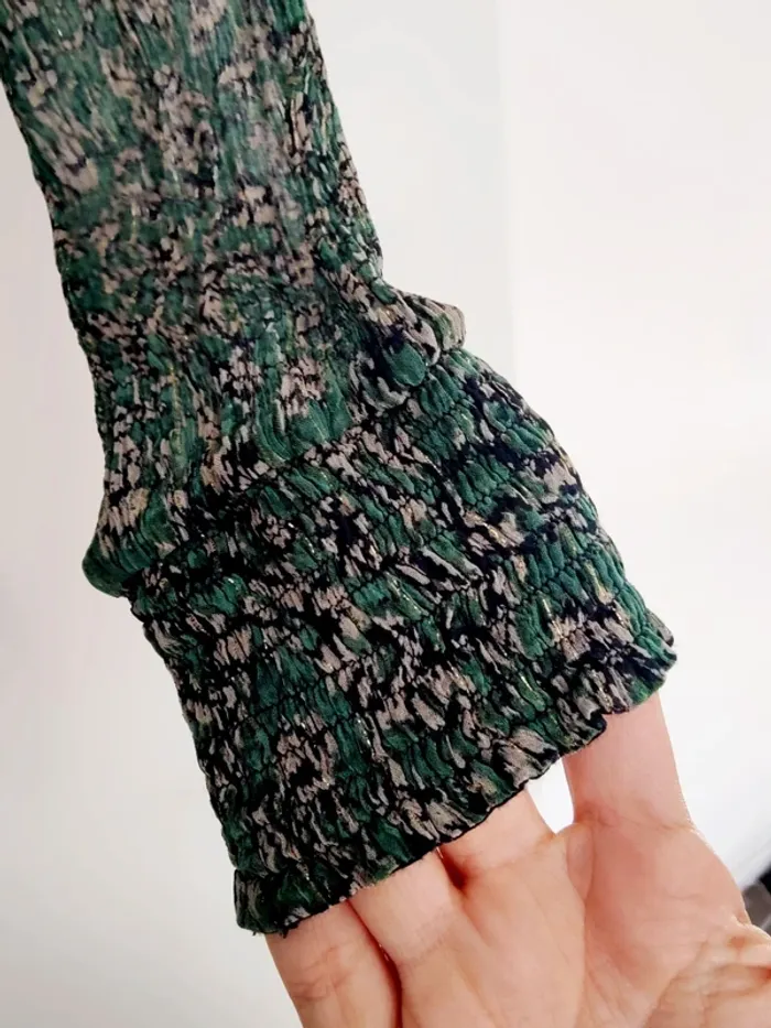 Blouse imprimée python verte lurex kookai 34 - photo numéro 3
