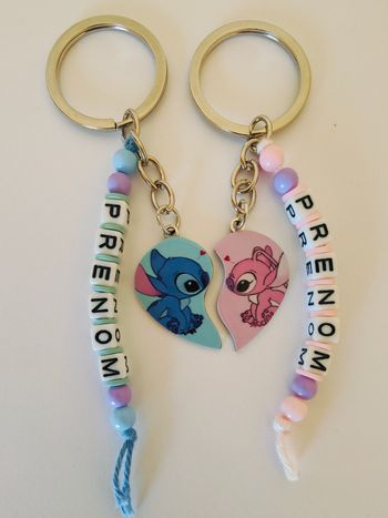 Porte clefs d'amitié stitch et Angel coeur a partager Disney