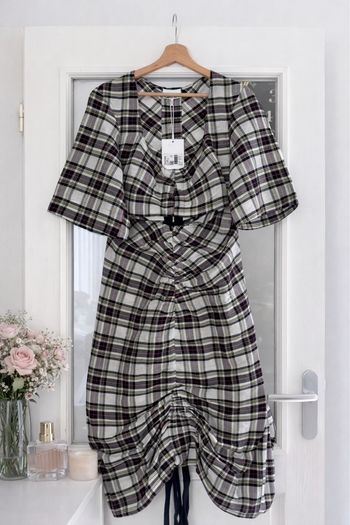 Robe Ganni à carreaux – neuve avec étiquette – effet froncé
