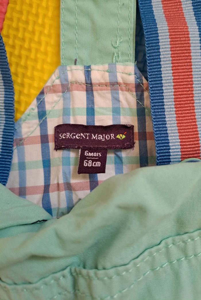 Salopette bleu vert, sergent major, taille 6 mois (68 cm) - photo numéro 3