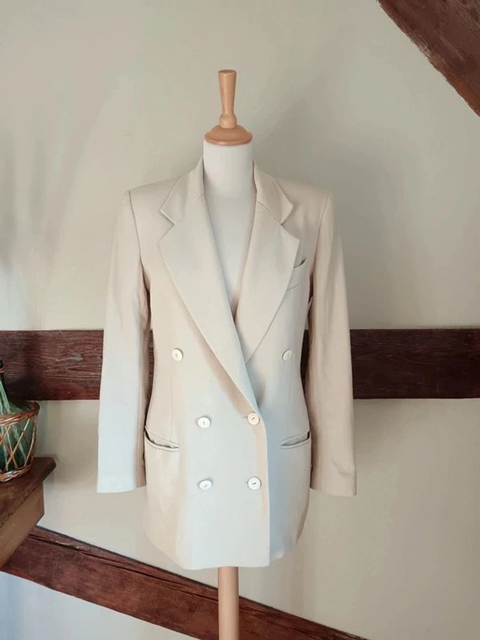 Veste blazer crème/beige laine Alain Chabason Paris - photo numéro 3