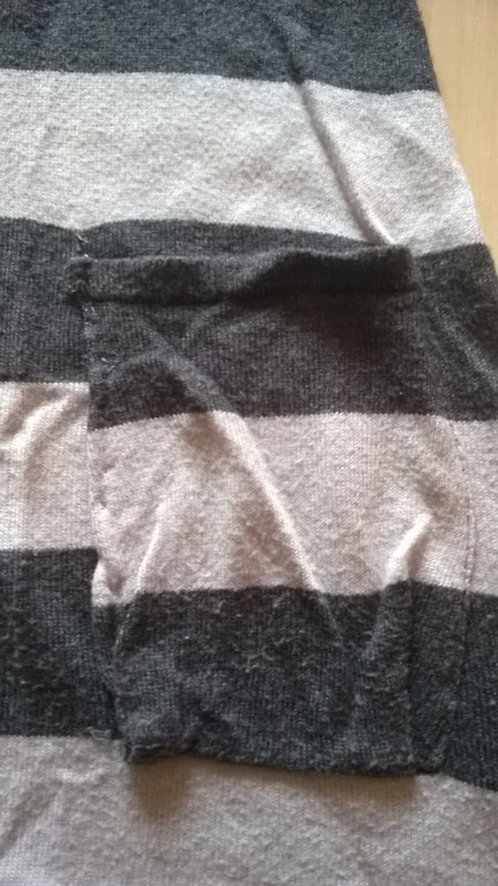 Pull long femme, tunique, Yessica, taille M 38, sweat long, blanc et gris - photo numéro 4