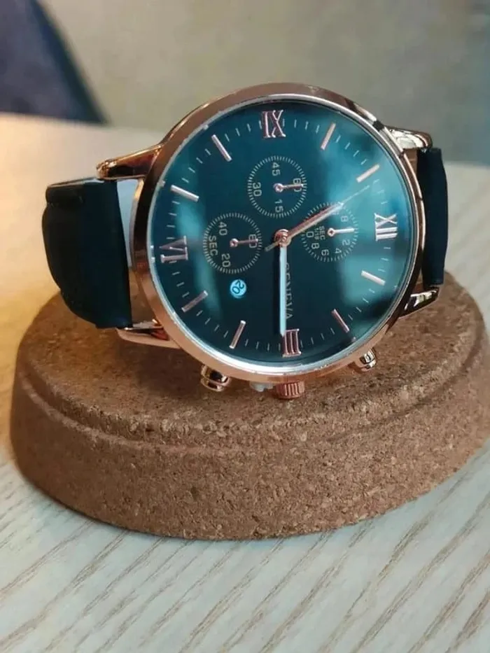 Montre noire, rose-dorée, style vintage, men - photo numéro 2