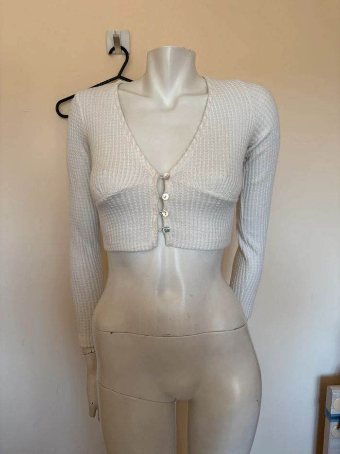 🤍 Top court blanc Bershka Taille S 🤍