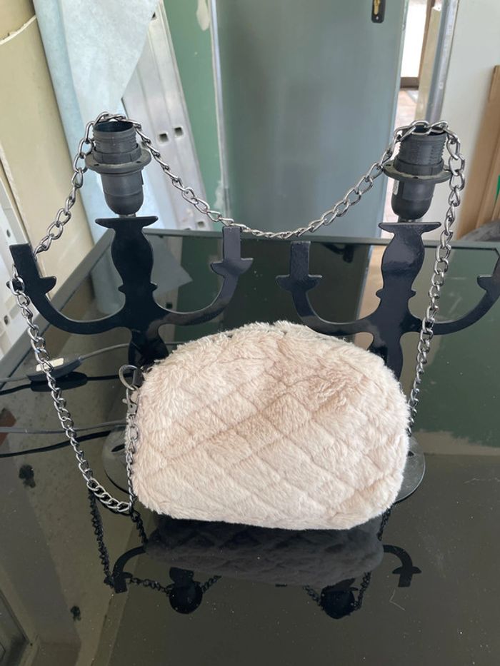 Petit sac, fausse fourrure blanc - photo numéro 3