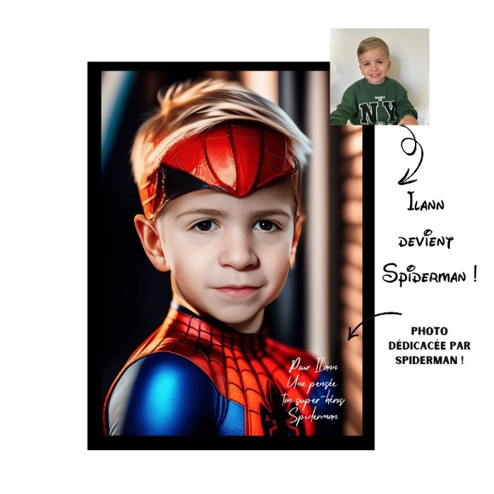 Cadre photo personnalisé : Votre enfant devient son super-héros préféré Spiderman !