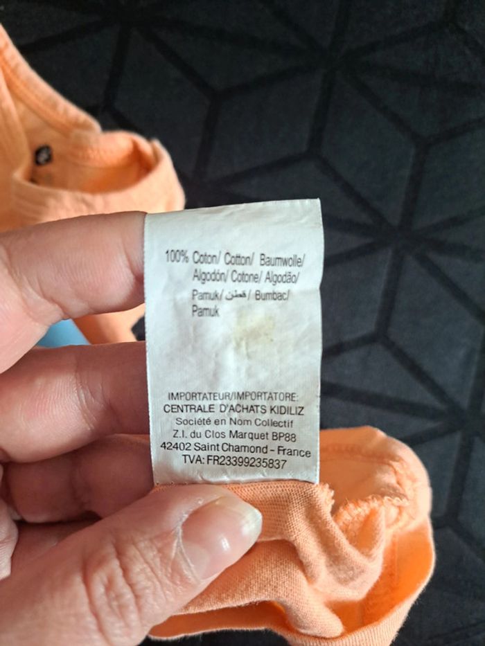 Ensemble short blanc Tee-shirt sans manche débardeurs orange crocodile 12mois grain de blé - photo numéro 12