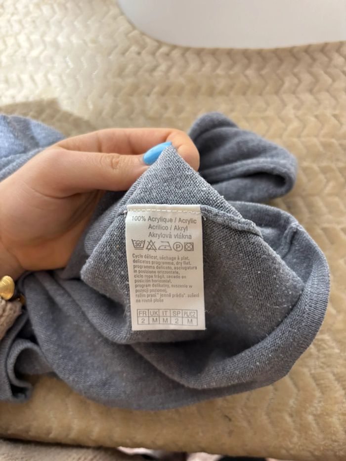 Pull gris clair Camaïeu taille M manches longues basique - photo numéro 4