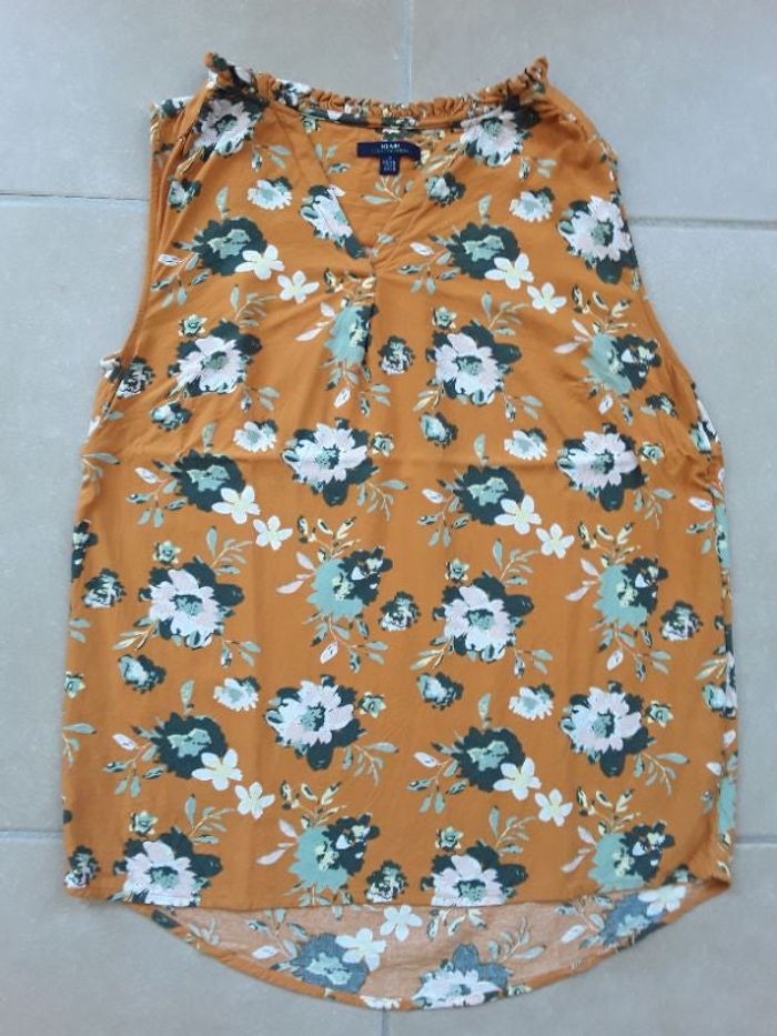 Débardeur blouse moutarde fleuri femme S KIABI TBE