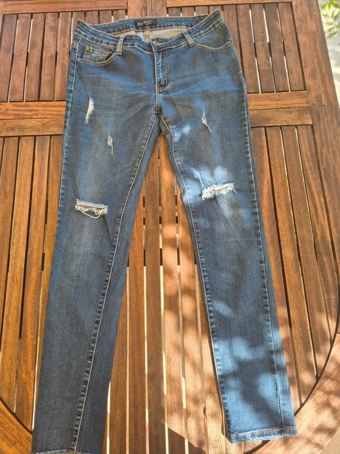 Jean troué Skinny Bleu T.42 - photo numéro 2
