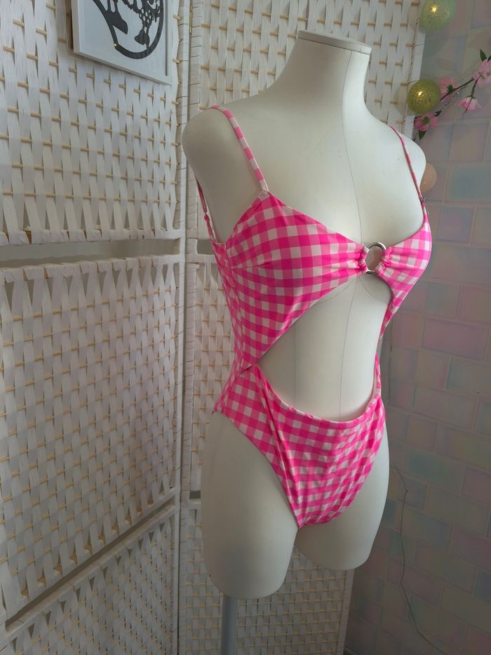 🌸joli maillot de bain 1 pièce Etam rose Gingham / Vichy femme T40 - photo numéro 4