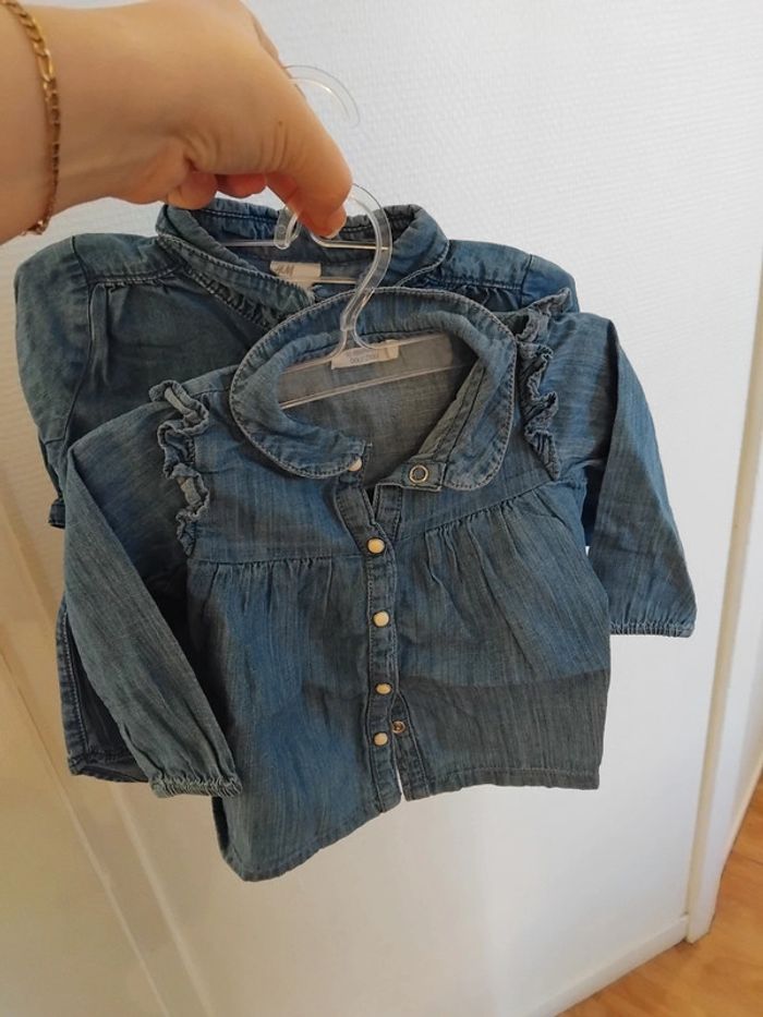 Lot chemises en jeans fille 6mois - photo numéro 2