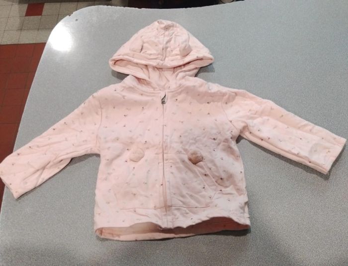 Veste zippée à capuche avec oreilles dessus.