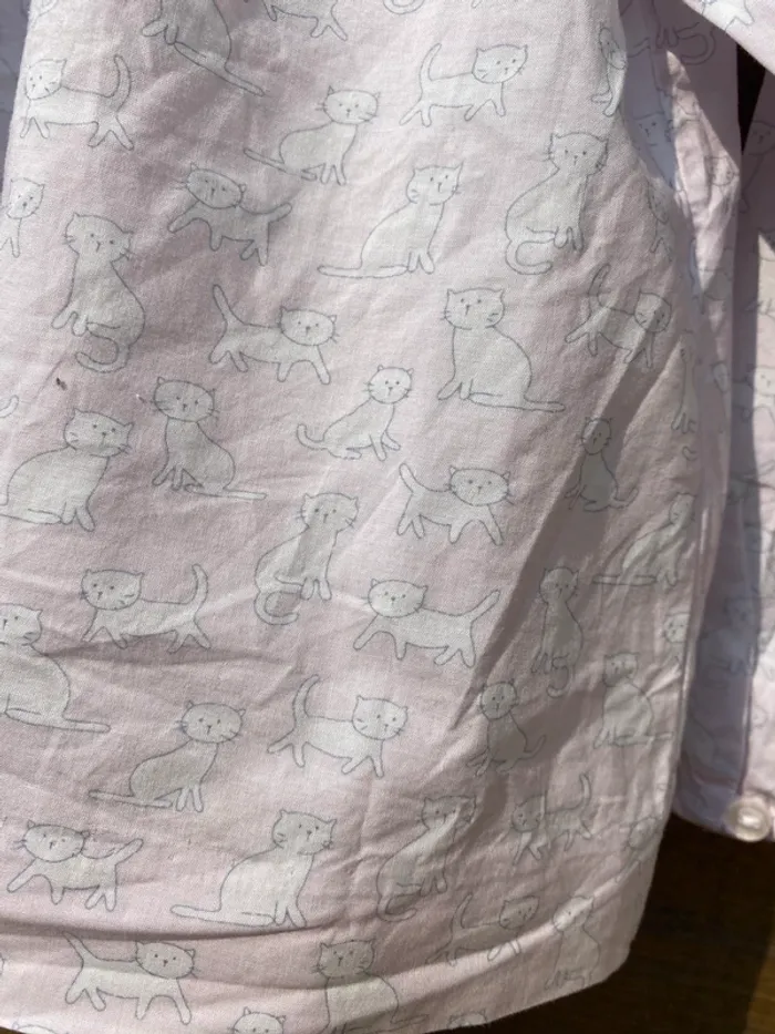 Chemisier bébé fille jacadi Paris blouse rose pâle chats blancs 24 mois 2 ans 86cm - photo numéro 3