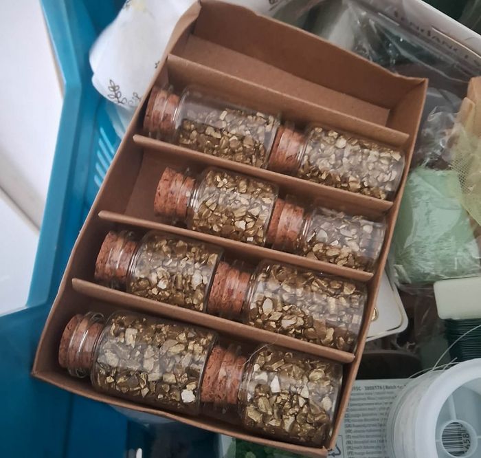 Lot de mini fioles en verre avec éclats dorés – déco mariage / DIY