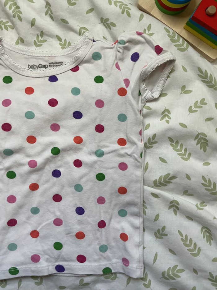 teeshirt manches courtes blanc à pois multicolore baby gap 18/24 mois - photo numéro 4