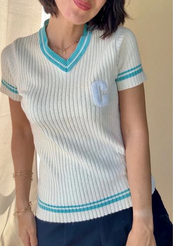 Top Chipie crème et turquoise S / M très bon état