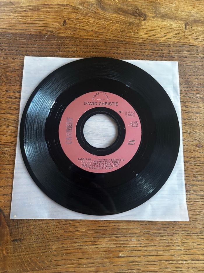 Vinyle 45 tours sans pochette David Christie Saddle up