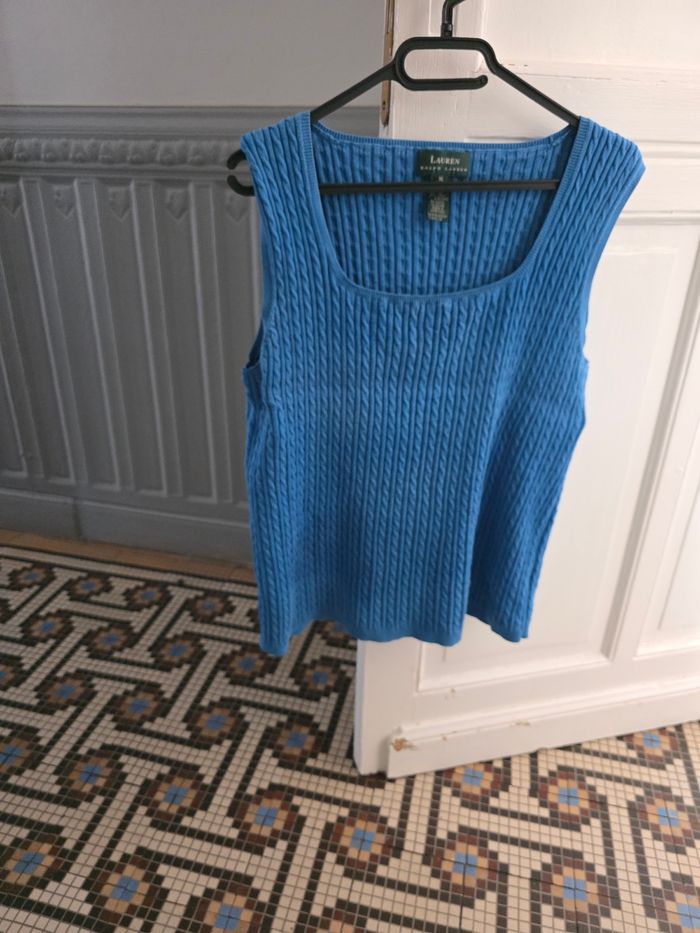 Pull torsadé sans manche lauren ralph lauren taille xl - photo numéro 1