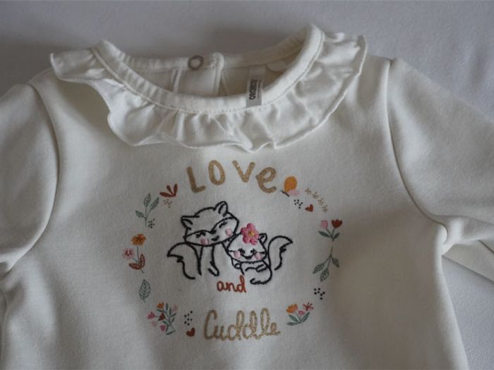 Ensemble en sweat Orchestra 3 mois : Pantalon + sweat écru fantaisie + chaussettes roses - photo numéro 5