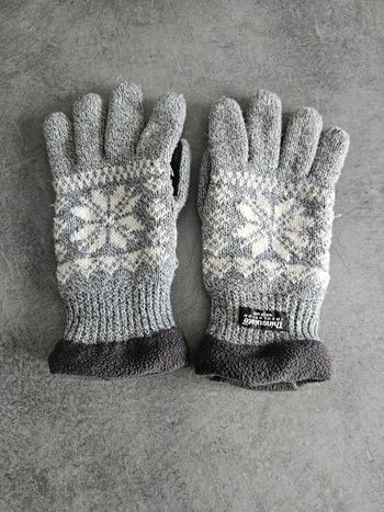 Gants thermique d'hiver en tricot nordique doublés polaire - Thinsulate - Taille Unique - Gris