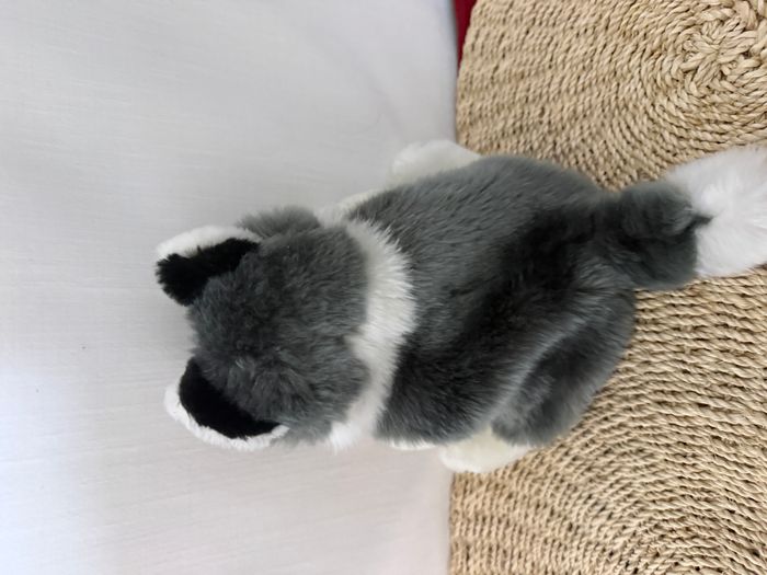 Doudou marionnette chien loup gris blanc - photo numéro 5