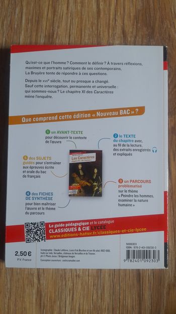 Livre Les caractères, chapitre XI, "De l'homme" de Jean De La Bruyère 