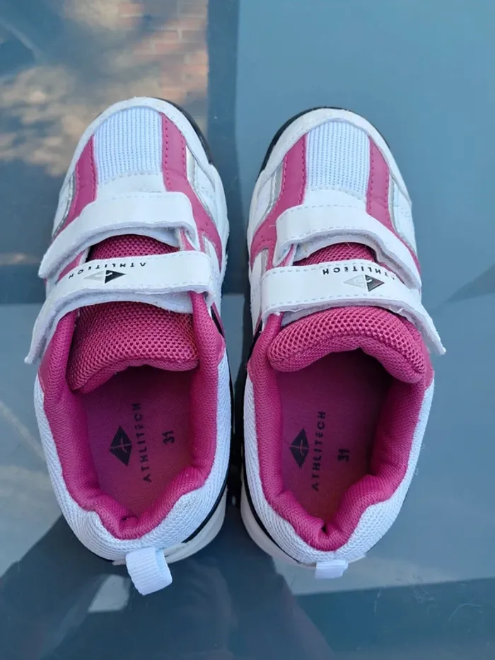 Jolies baskets 👟 blanc et rose fushia, scratch - T31 - Athlitech - photo numéro 2
