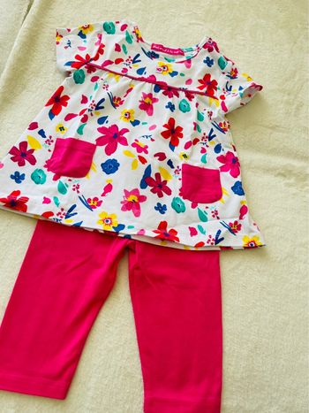 Ensemble leggings/ leggins et tee shirt manches courtes « week end à la mer » 18 mois
